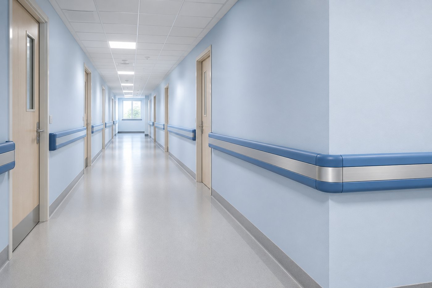 Hospital wall guards and crash rails